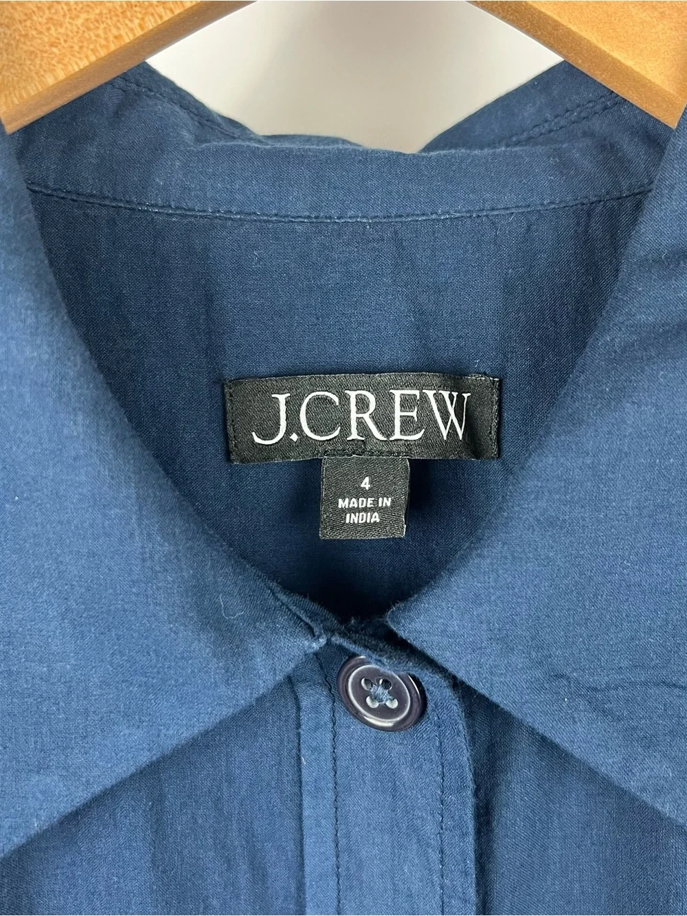 J. Crew Dip-Dyed Gamine Short Sleeve Cotton Button Down Shirt 2024 Blue White 4